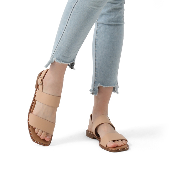 Casual Open Toe Flat Sandals - NUDE - 2