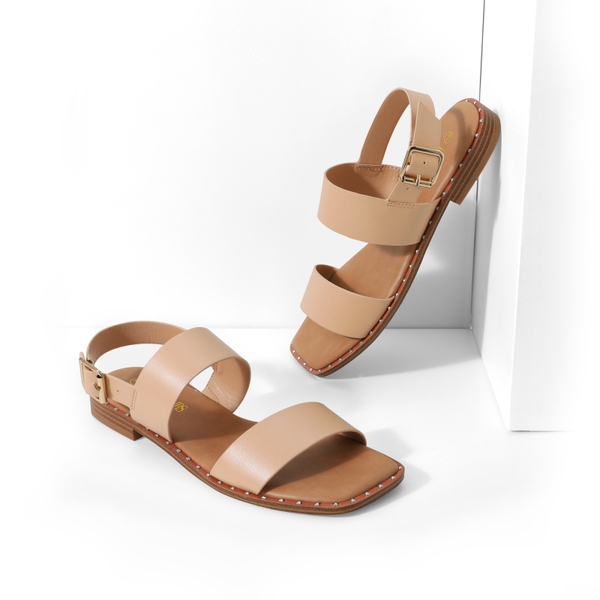 Casual Open Toe Flat Sandals - NUDE - 4