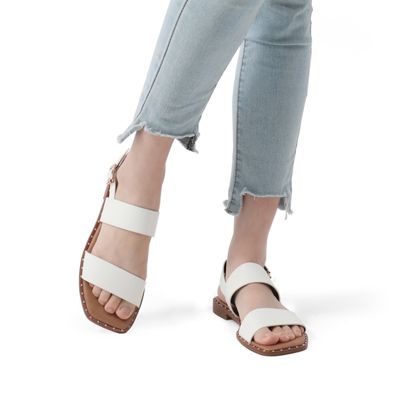 Casual Open Toe Flat Sandals - WHITE - 2