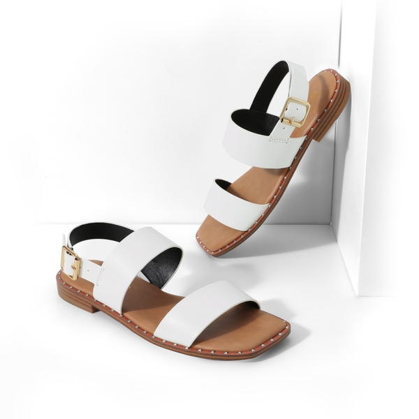 Casual Open Toe Flat Sandals - WHITE - 4