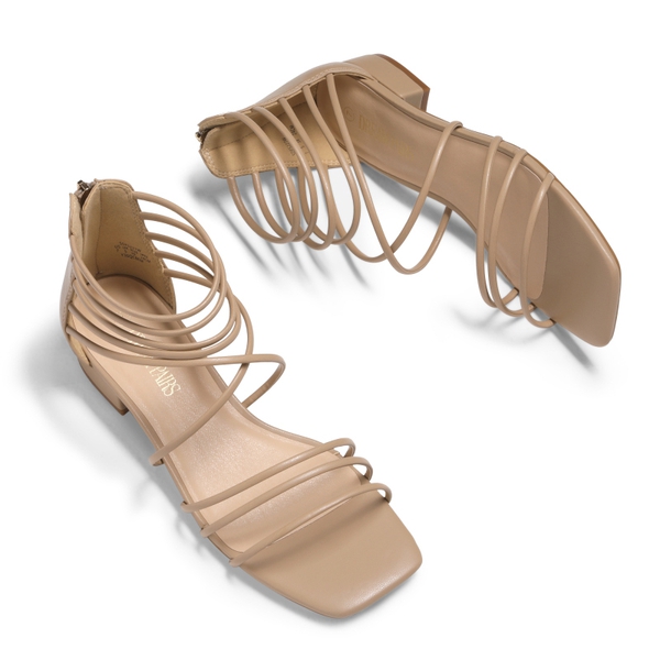Square Toe Casual Strappy Sandals - NUDE - 4