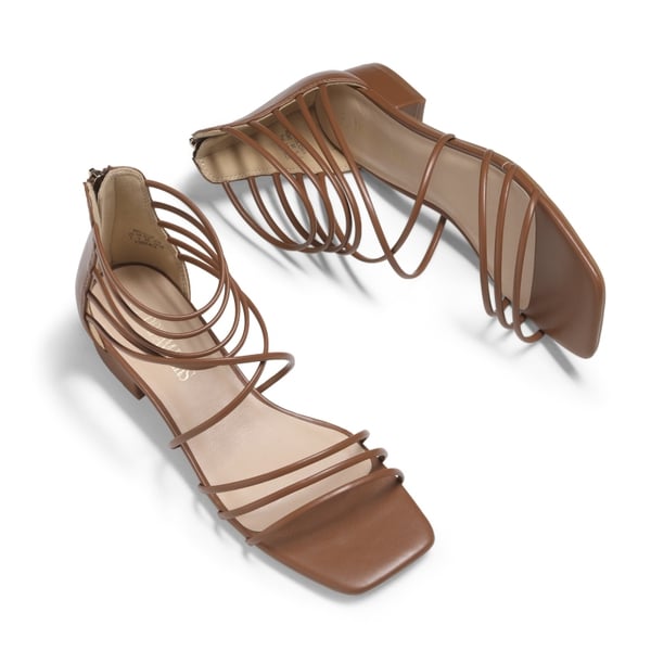 Square Toe Casual Strappy Sandals - TAN - 4