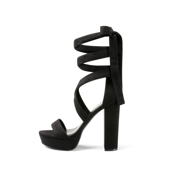 Women's High Heel Platform Gladiator Sandals - BLACK - 4