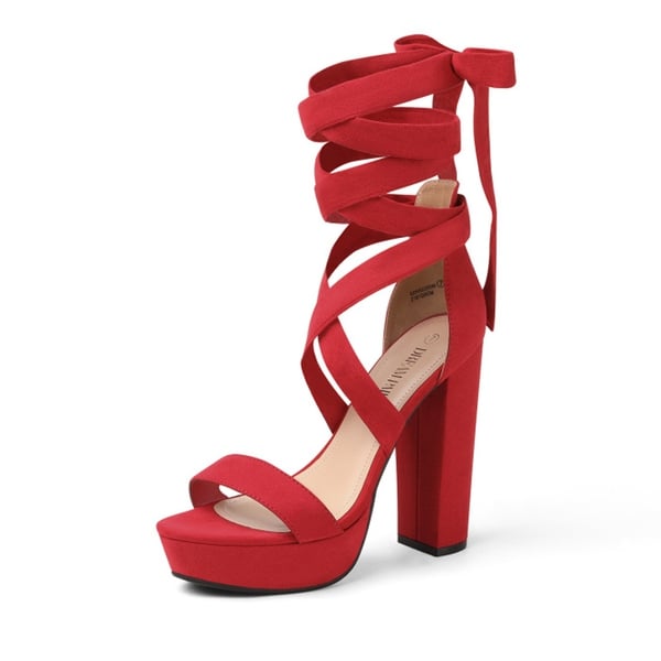 Women's High Heel Platform Gladiator Sandals - RED -  0