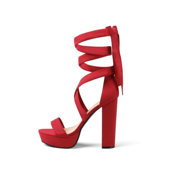 Women's High Heel Platform Gladiator Sandals - RED - 4