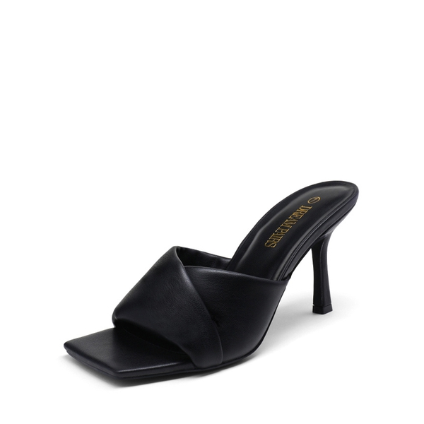 Women's Open Toe Stiletto Heel Mules - BLACK -  0