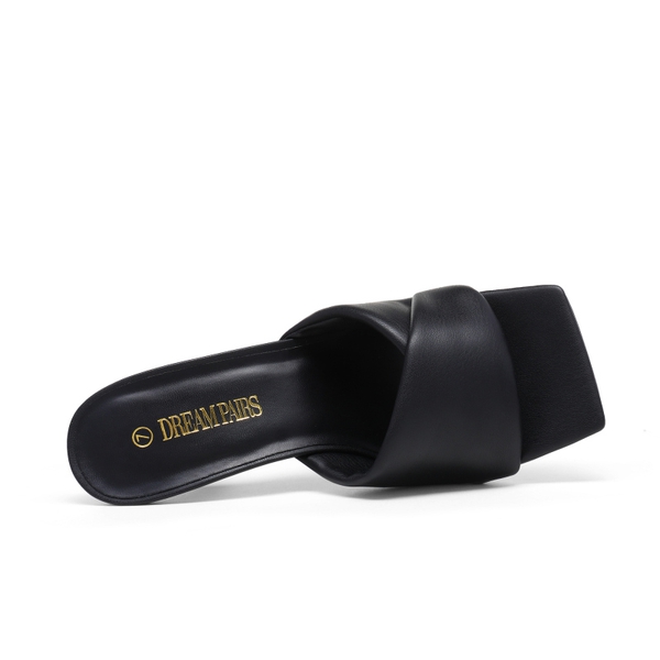 Women's Open Toe Stiletto Heel Mules - BLACK - 4