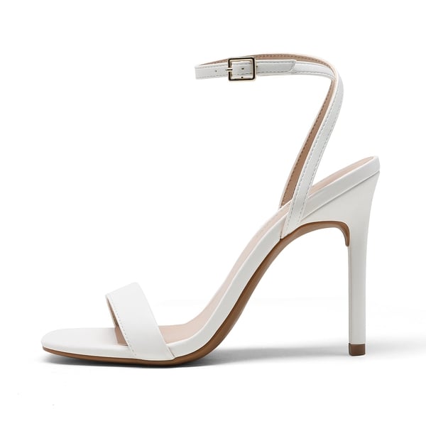 Open Toe Ankle Strap Stiletto Sandals - WHITE - 3