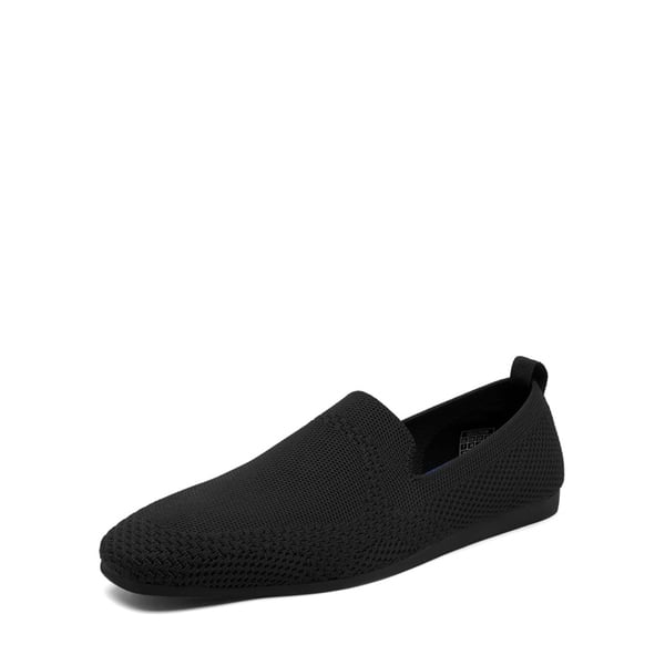 Slip-On Round Toe Knitted Flats - BLACK -  0