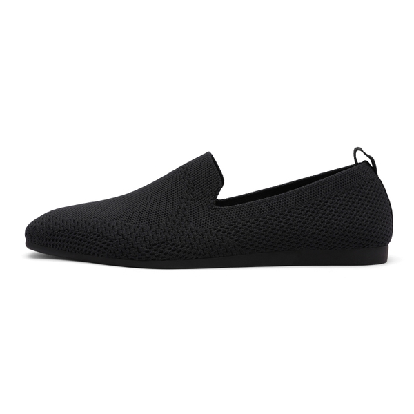 Slip-On Round Toe Knitted Flats - BLACK - 1