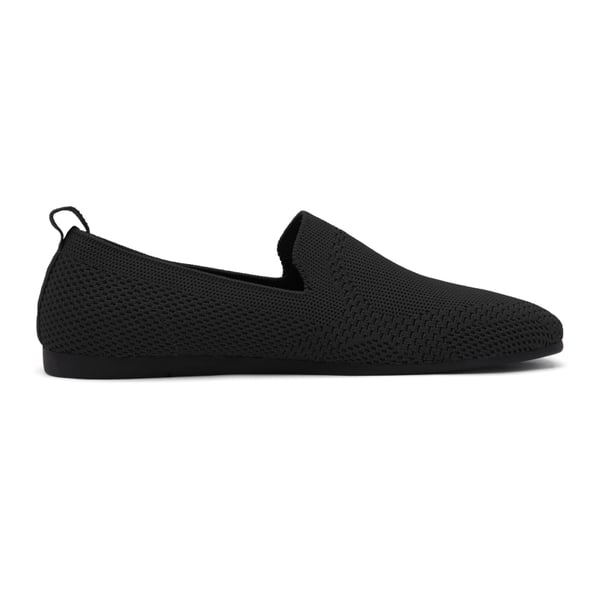 Slip-On Round Toe Knitted Flats - BLACK - 2