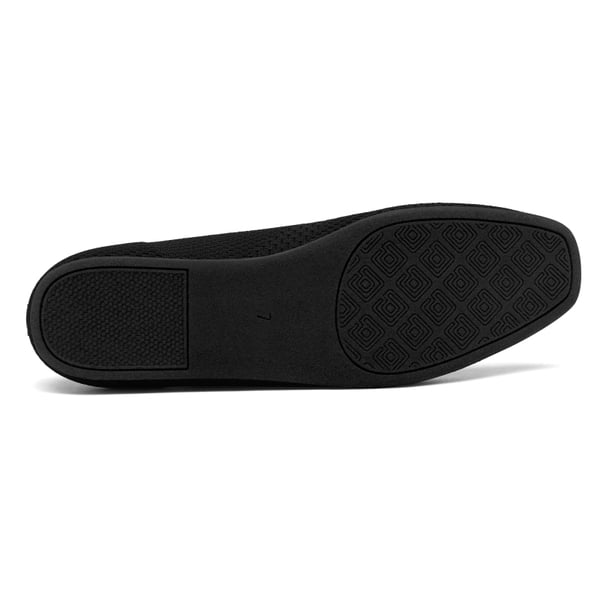Slip-On Round Toe Knitted Flats - BLACK - 4