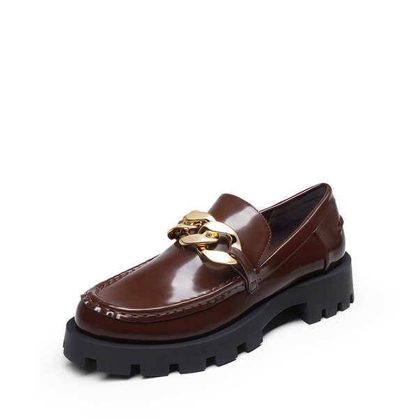 Golden Chain Chunky Loafers - BROWN -  0