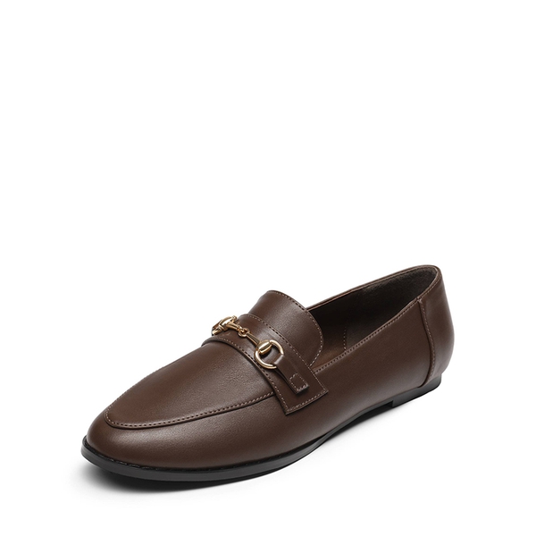 Pointed Toe Buckle Comfort Loafers - BROWN -  0