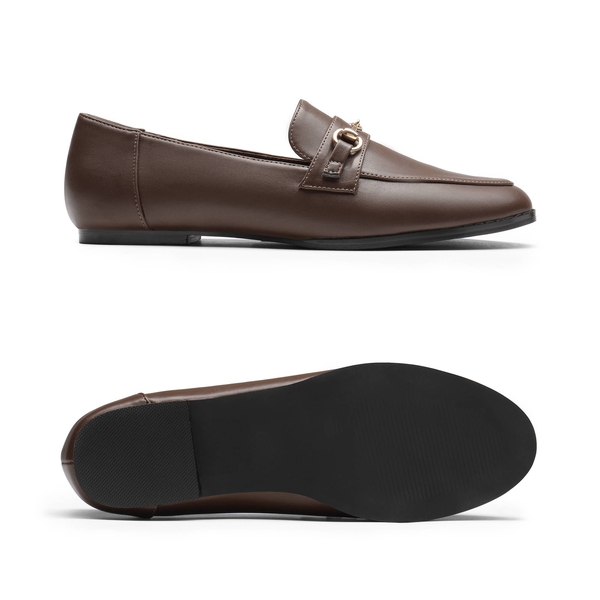 Pointed Toe Buckle Comfort Loafers - BROWN - 2