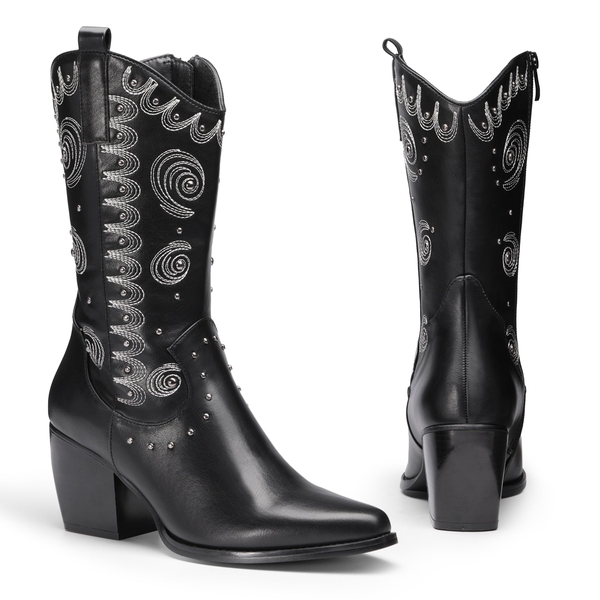Dakota Western Cowboy Boots - BLACK - 4