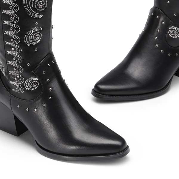 Dakota Western Cowboy Boots - BLACK - 5