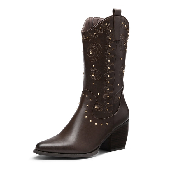 Dakota Western Cowboy Boots - BROWN -  0