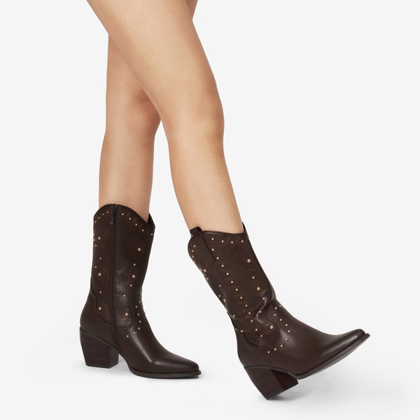Dakota Western Cowboy Boots - BROWN - 1