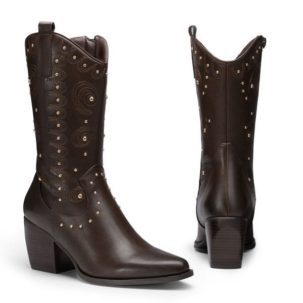 Dakota Western Cowboy Boots - BROWN - 3