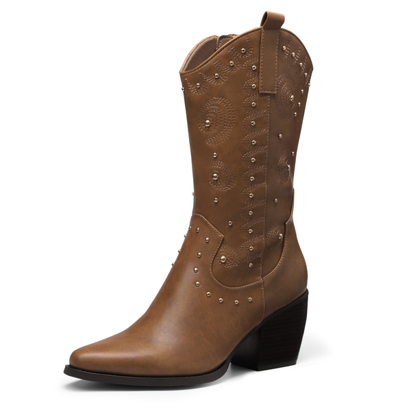 Dakota Western Cowboy Boots - CAMEL -  0