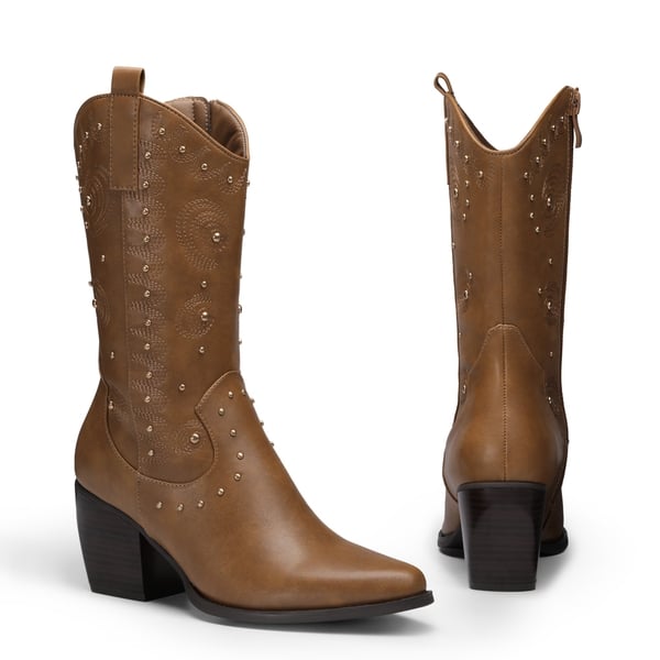 Dakota Western Cowboy Boots - CAMEL - 3