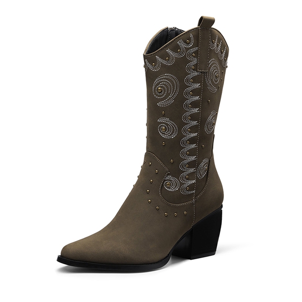 Dakota Western Cowboy Boots - KHAKI -  0