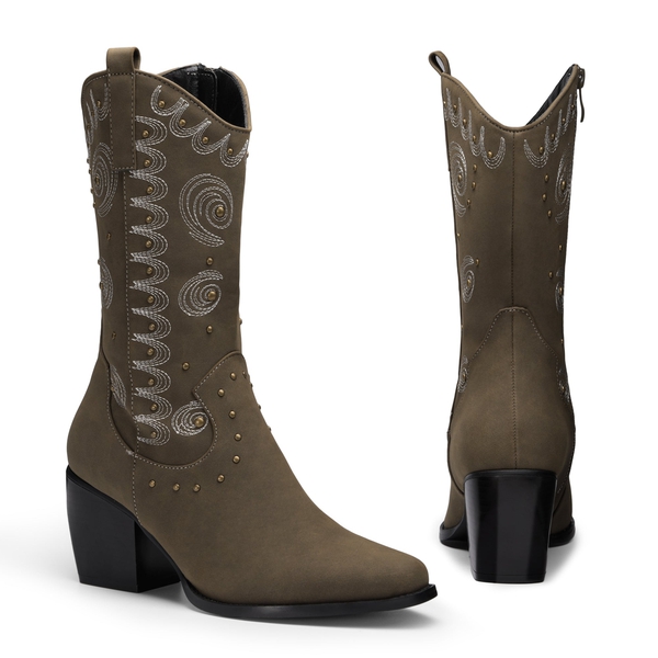 Dakota Western Cowboy Boots - KHAKI - 3