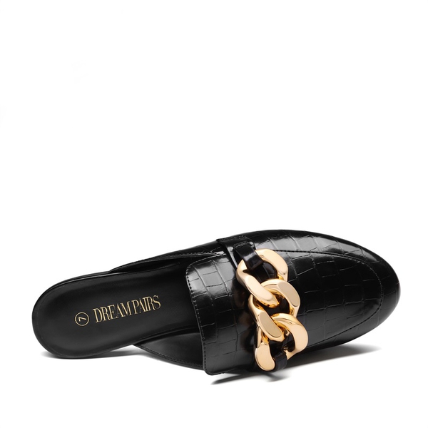 Chain Closed Toe Mules - BLACK - 2