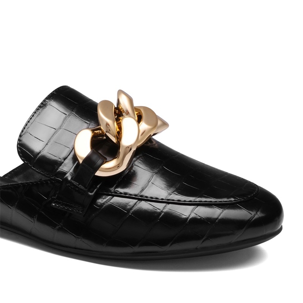 Chain Closed Toe Mules - BLACK - 4