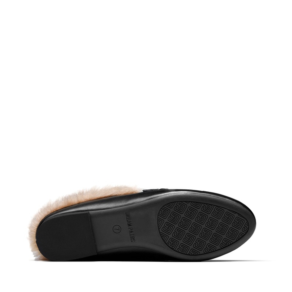Chain Closed Toe Fur Lined Mules - BLACK - 5