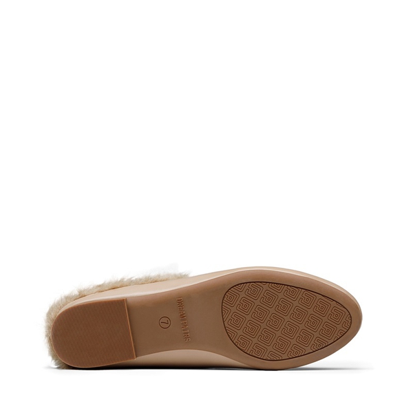 Chain Closed Toe Fur Lined Mules - NUDE - 5