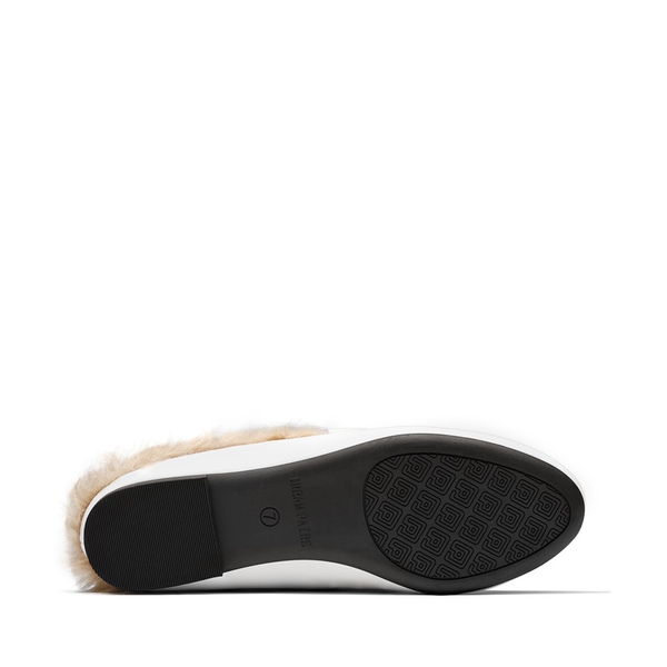 Chain Closed Toe Fur Lined Mules - WHITE - 5