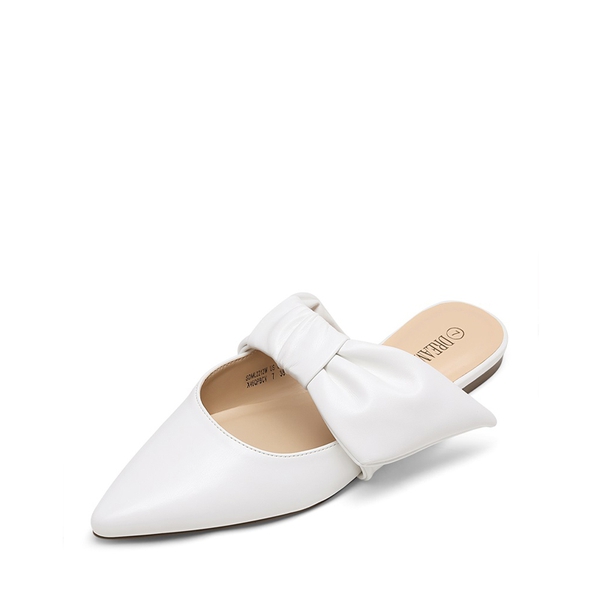 Bow Slip On Mules - WHITE -  0