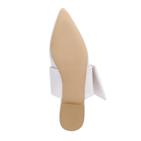 Bow Slip On Mules - WHITE - 4