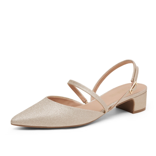 Closed Toe Chunky Slingback Pumps - GOLD -  0