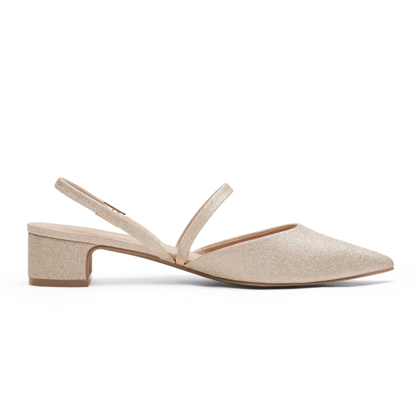 Closed Toe Chunky Slingback Pumps - GOLD - 2