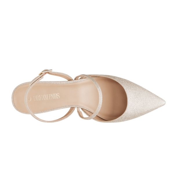 Closed Toe Chunky Slingback Pumps - GOLD - 3