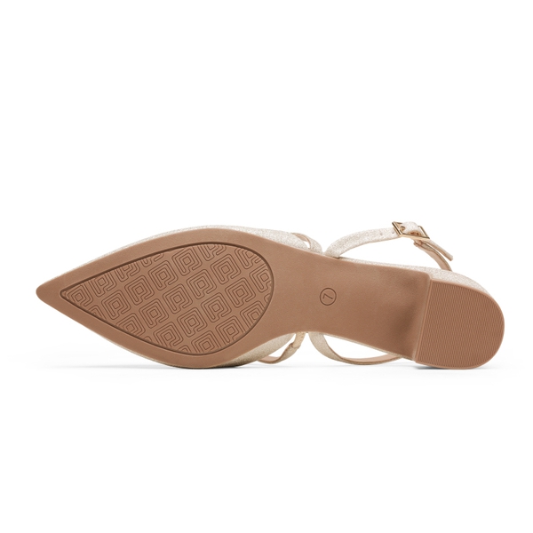 Closed Toe Chunky Slingback Pumps - GOLD - 4