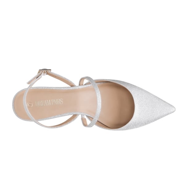 Closed Toe Chunky Slingback Pumps - SILVER - 3