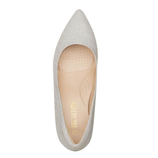 Pointed Toe Platform Wedge Heel Pumps - SILVER - 3