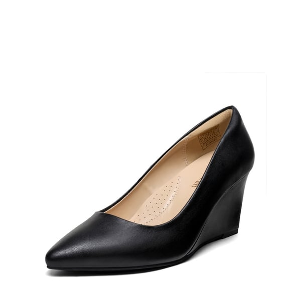 Pointed Toe Wedge Pump Shoes - BLACK -  0