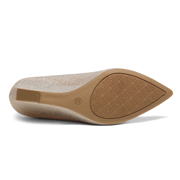 Pointed Toe Wedge Pump Shoes - GOLD - 4