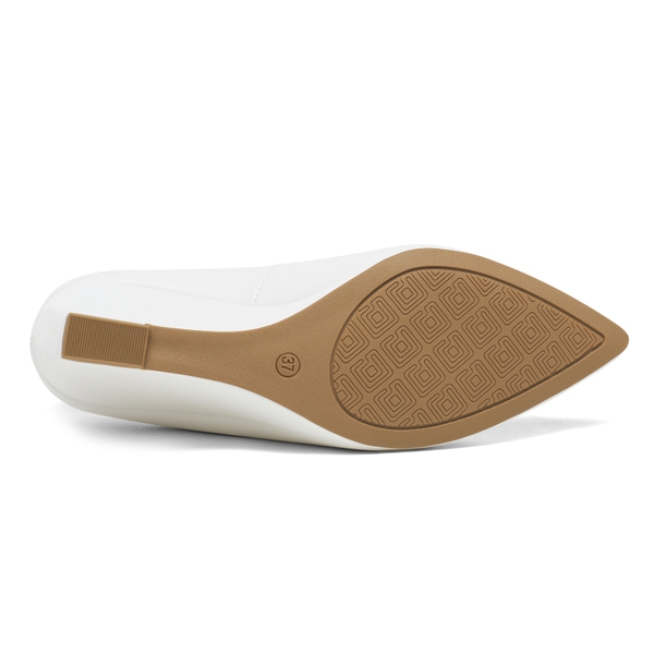 Pointed Toe Wedge Pump Shoes - WHITE - 4
