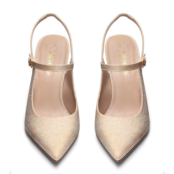 Pointed Toe Stiletto Pumps - GOLD - 4