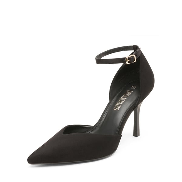 Ankle Strap Pointy Stiletto Heel Pumps - BLACK -  0