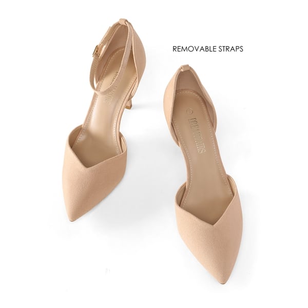 Ankle Strap Pointy Stiletto Heel Pumps - NUDE - 4