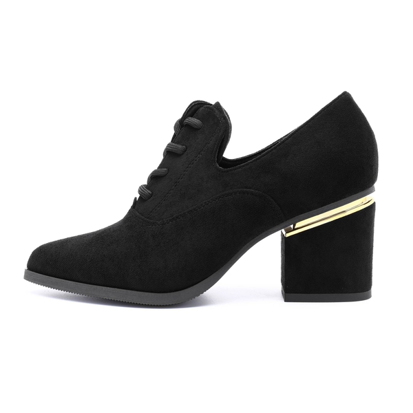 Lace Up Block Heel Oxfords - BLACK - 2