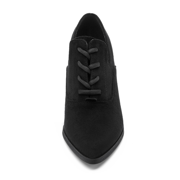 Lace Up Block Heel Oxfords - BLACK - 3