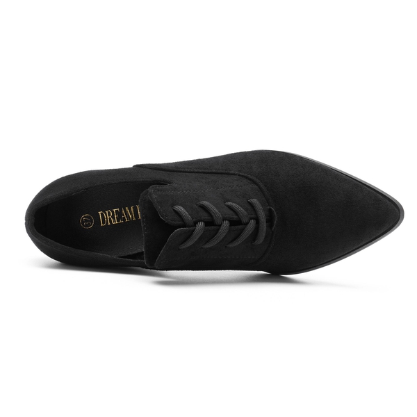 Lace Up Block Heel Oxfords - BLACK - 4